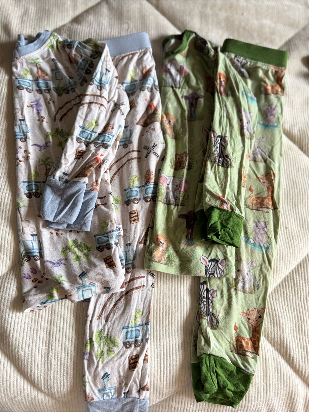Kids 2-Piece Animal Print Pajama Set - Blue & Green